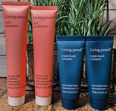 4pc Living Proof Set  Curl Shampoo, Conditioner 30ml , Triple Bond Complex 15ml 