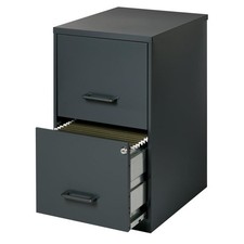 Space Solutions 18" Deep 2 Drawer Metal File Cabinet in Black