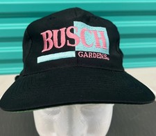 Vintage Busch Gardens Hat Leather Strap Embroidered 90s Rare Color Block