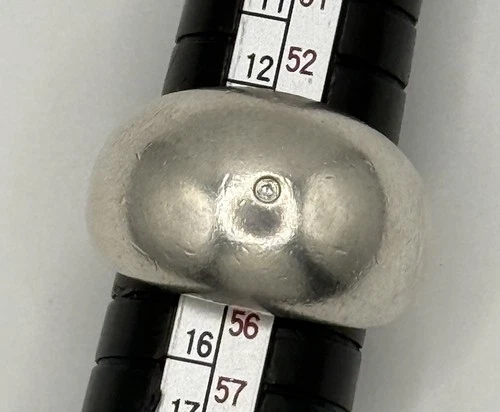 Vintage Sterling Silver & Diamond Heavy Ring Size 7