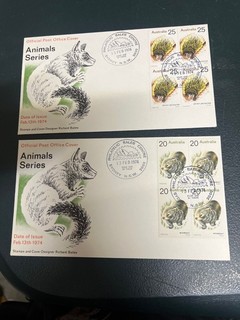 (2929) 9 7 2026 Australia FDC cover 1974 Wombat & Echinea (2 covers)