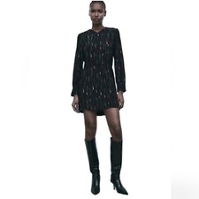 NWT Zara Black Gabriela Graphic Print Dress Size XS
