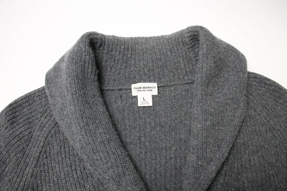 Club Monaco Pullover Men Large Cardigan Wool Blend Elbow Patches - Image 4 of 4