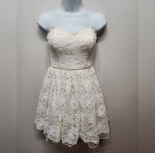 Jodi Kristopher Party Dress Size 3 Sleevless White Off White Tulle Lace B466