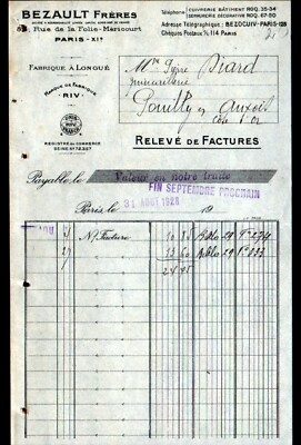 PARIS (XI°) FACTORY OF LONGUE / COPPER & BRONZES ART ''BEZAULT Freres'' in 1928