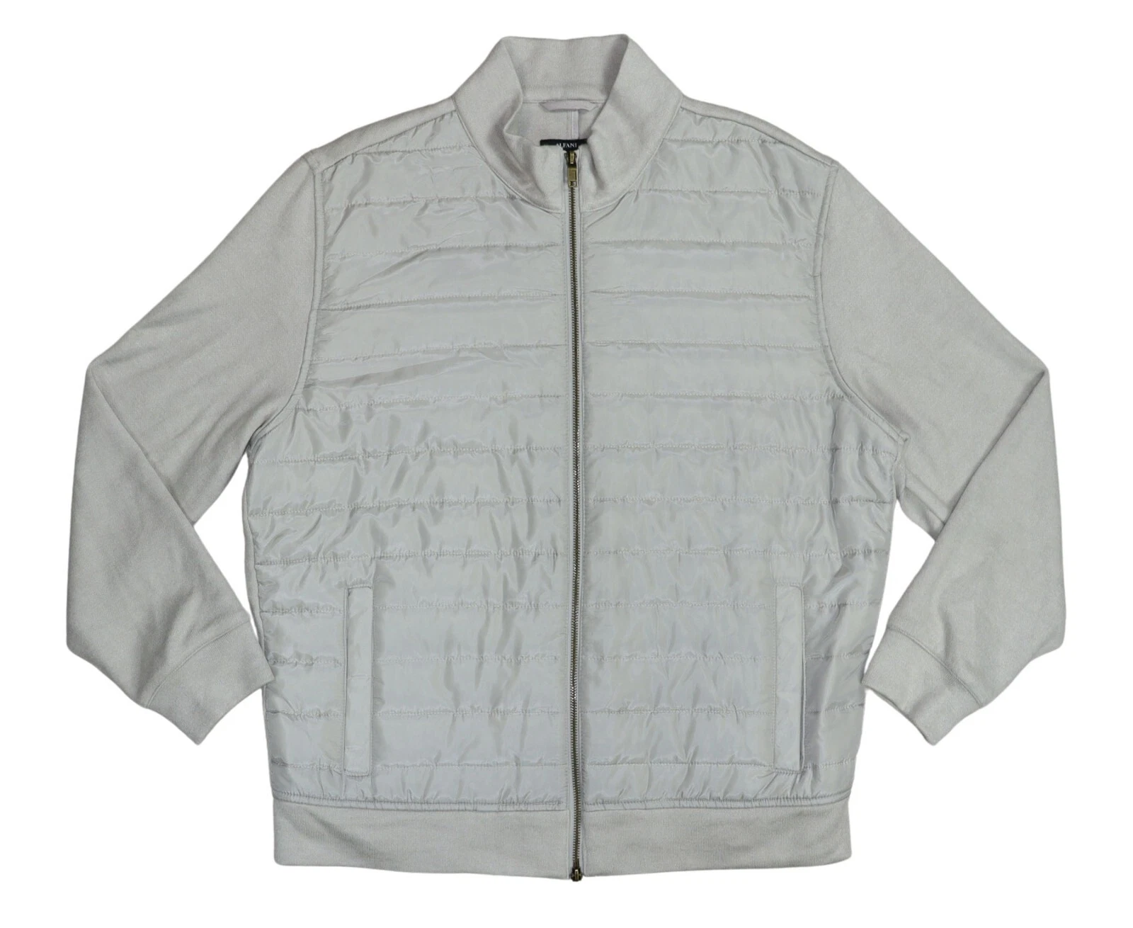 Alfani Mixed-Media Quilted Full Zip Men's Jacket L NWT London Plane