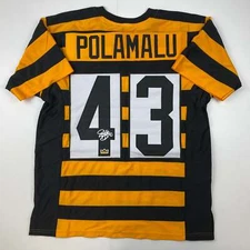 Facsimile Autographed Troy Polamalu Pittsburgh Bumble Bee Jersey Size Men's XL