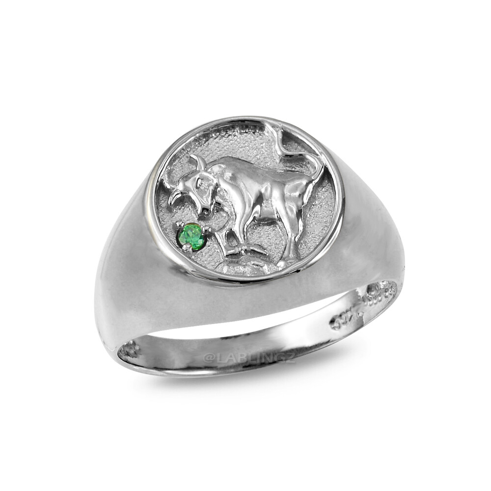 Sterling Silver Taurus Zodiac CZ Ring (May Birthstone)