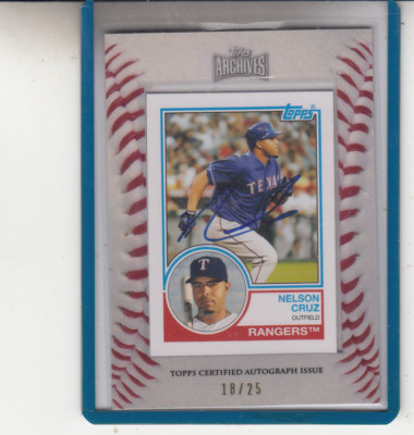2012 Topps Archive Nelson Cruz Mini Eingerahmt 1983 Stil #18/25 Autogramm Auto