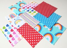 30 x "I LOVE RAINBOWS" 5 ZOLL STOFF PATCHWORK QUADRATE ST&Uuml;CKE CHARM PACK