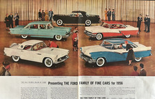 1956 Ford Automobile Line Cars Thunderbird Lincoln Fairlane Family Vtg Print Ad