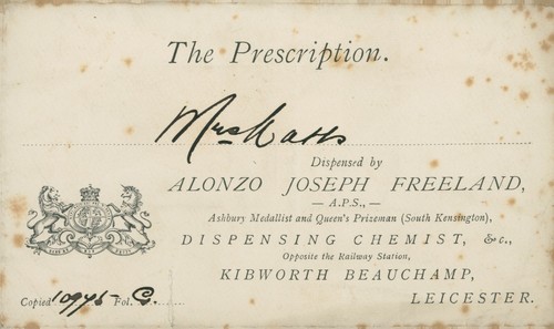 Antique Prescription Envelope Alonzo Joseph Freeland Chemist Leicester