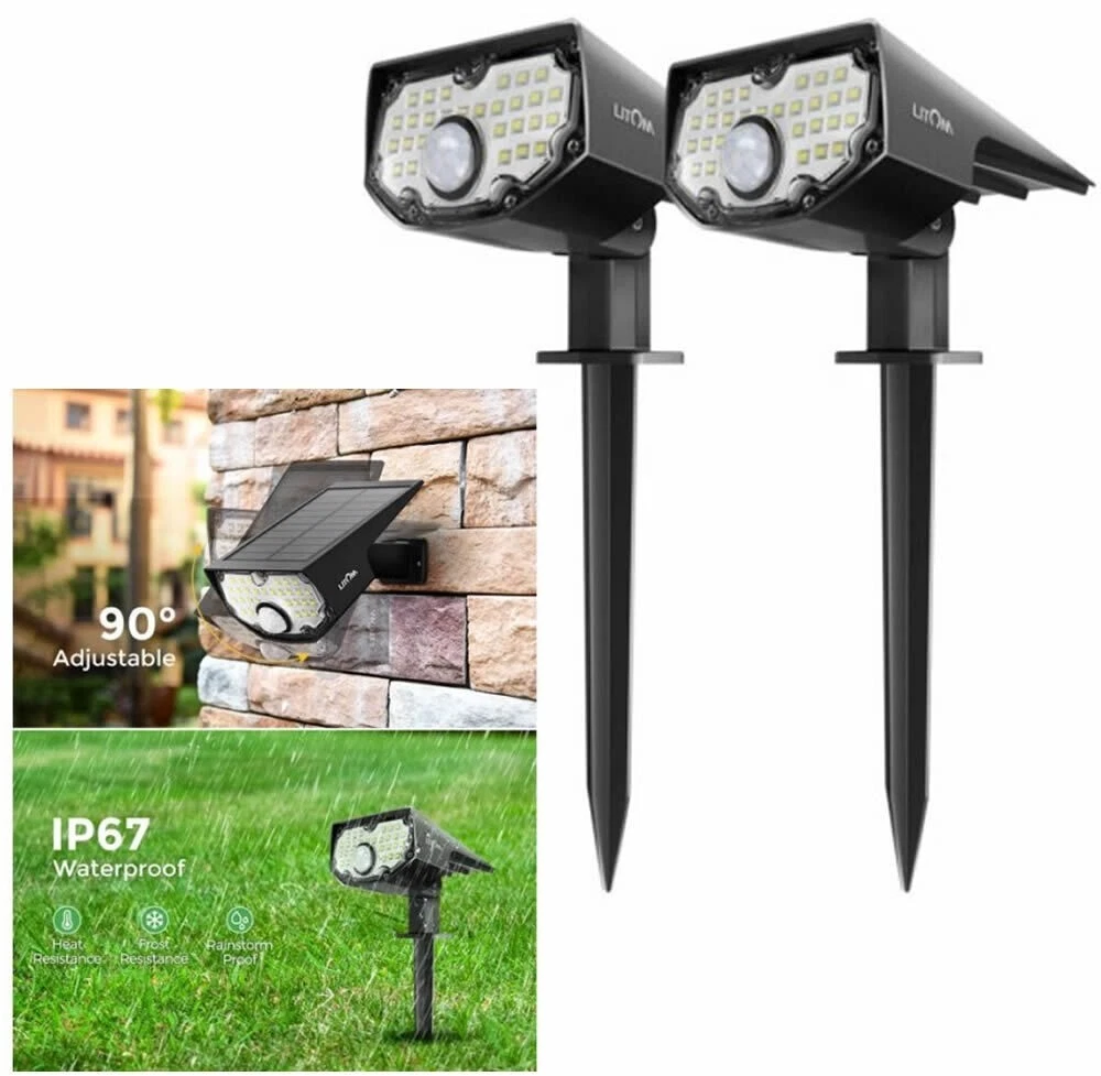 Litom 2 Pack 30 LED Solar Garden Wall Landscape Pathway Sensor Light