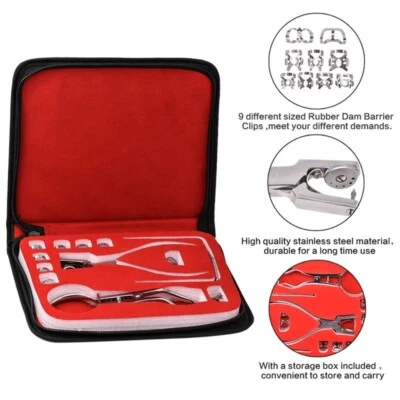 INSGB Dental Rubber Dam Kit Ainsworth Brewer Winged Rubber Dam Clamps Forceps Frame