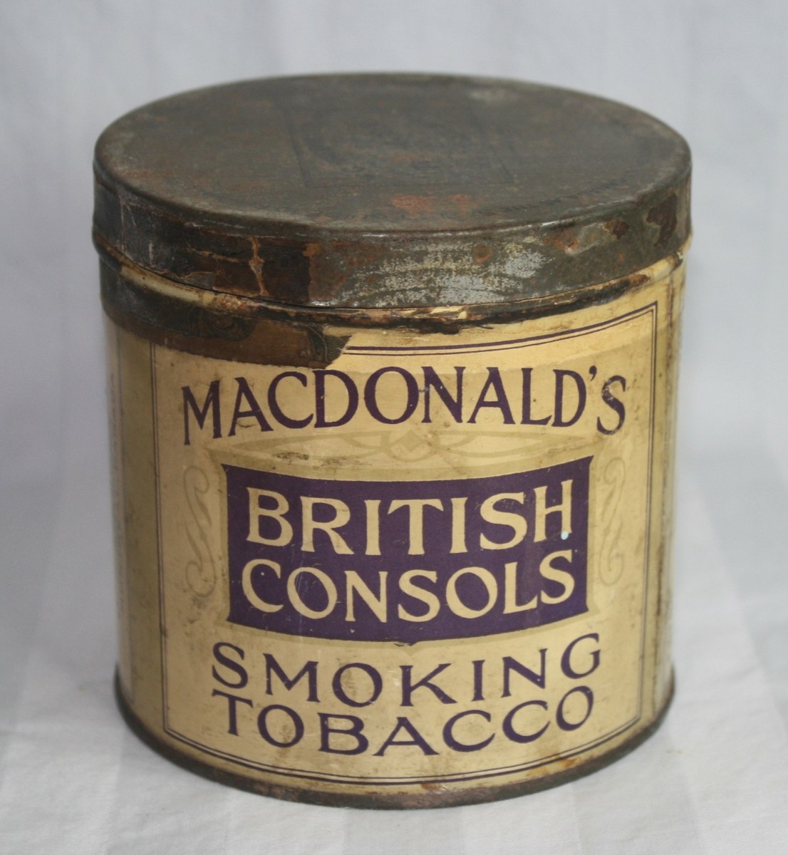 british consols cigarette tin MacDonalds Cigarettes Advertising Macdonald's British Consols Cigarette, Empty,