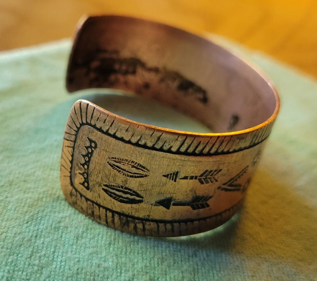 Fred Harvey Solid Copper Cuff Bracelet Thunderbir… - image 9
