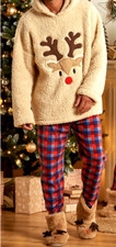 New Mens Reindeer Snuggle Pyjama Set Size 2XL