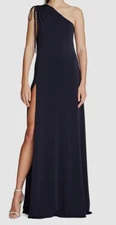 $496 Halston Women's Blue Dana One-Shoulder Sleeveless Jersey Dress Size 4