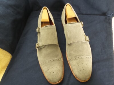 GRENSON 5226 Double Monk Grey Suede Leather Brogue UK 12  display picture 1