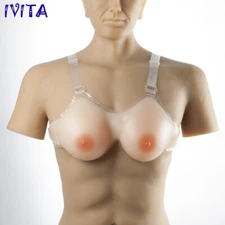 A-FF Cup Silicone Breast Forms With Shoulder Straps Fake Boobs Bra Enhancers