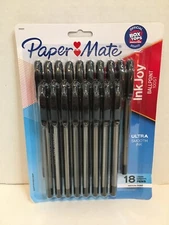 Paper Mate Inkjoy Ballpoint Pens Black 1.0mm Medium Pt - 18 Pens Total - NEW