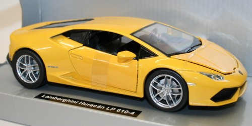 NewRay 1/24 Scale Metal Model Car 71313 - Lamborghini Huracan LP 610-4 - Yellow - Imagen 2 de 2