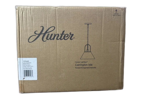 Hunter Carrington 60W 1-Light Matte Black Pendant Light, Metal Shade, No Bulbs - Picture 8 of 8