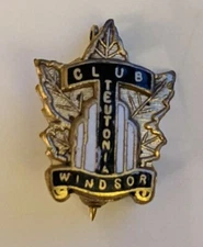 Vintage Teutonia Society of Windsor Club Lapel Pin Maple Leaf