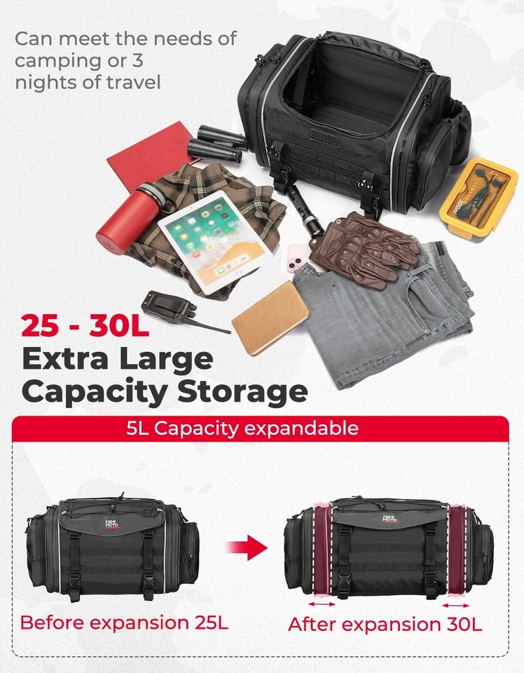 25L-30L мотоцикла заднее сиденье хвост сумка водонепроницаемый задний багажник багажник путешествий багажа - Изображение 2 из 4