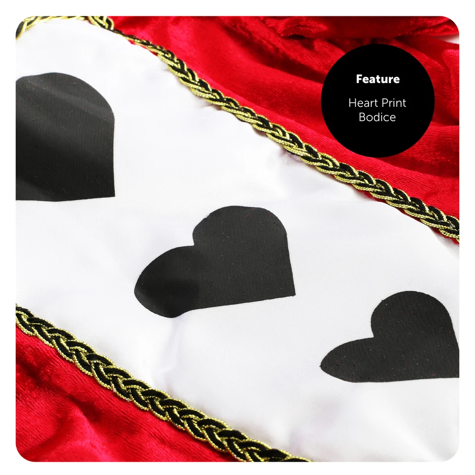 GIRLS QUEEN OF HEARTS COSTUME FANCY DRESS WONDERLAND KIDS ALICE WORLD BOOK DAY - Image 3 of 4
