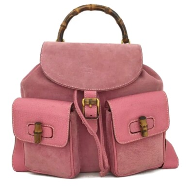 Pink Suede & Leather Gucci Backpack | eBay display picture 1