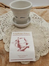 Longaberger Small Flower Pot With Saucer, Classic Blue Design