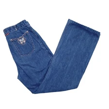 Vintage Landlubber High Rise Butterfly Embroidery Mini Flare Jeans