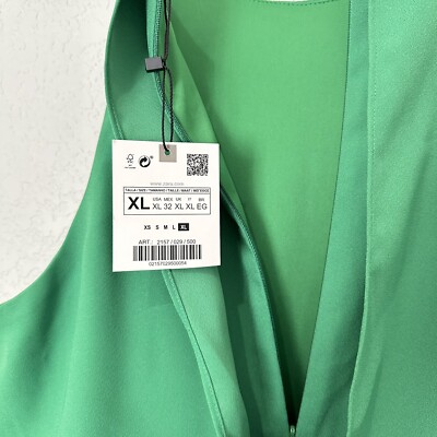 New Zara Green Pleated Midi Dress 2157/029 Extra Large XL | eBay