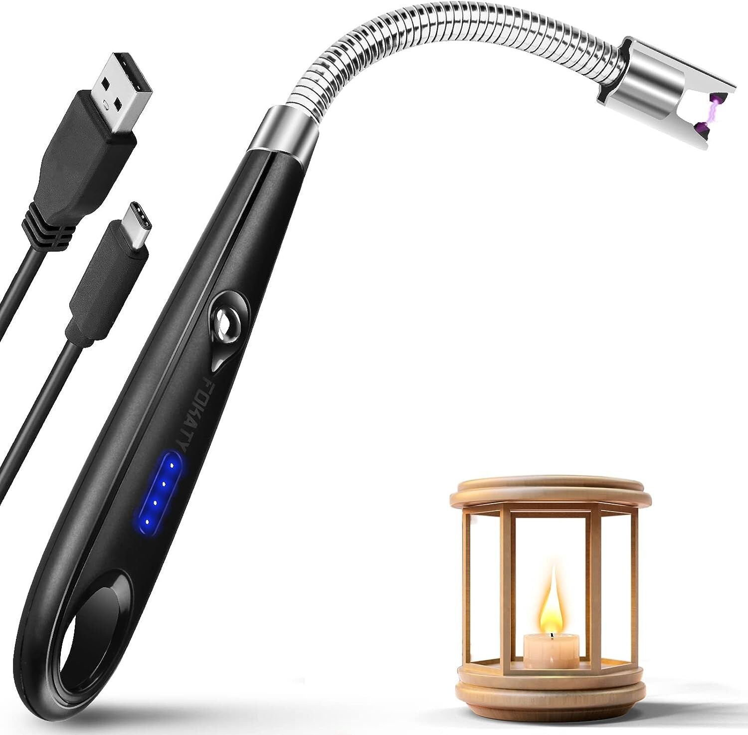 Candle Lighter Electric USB Lighter Rechargeable Arc Lighter for Candle Camping
