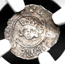 ENGLAND. Richard II. 1377-1399. Hammered Silver Halfpenny, S-1699, NGC XF Detail