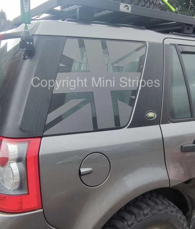 Coppia Di Vinili/decalcomanie/grafica Landrover FREELANDER 2 Finestra Posteriore Union Jack - Immagine 2 di 4