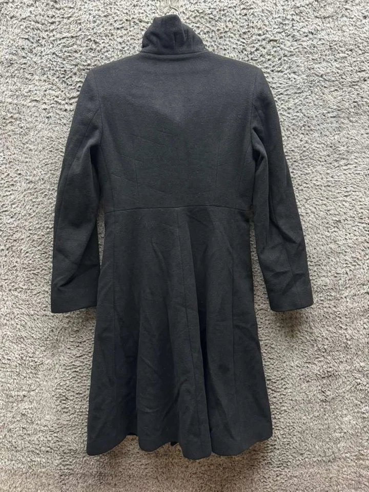 Cinzia Rocca Wool And Angora High Stand Up Collar Fleece Coat Black Women Size 4 - Image 2 of 4