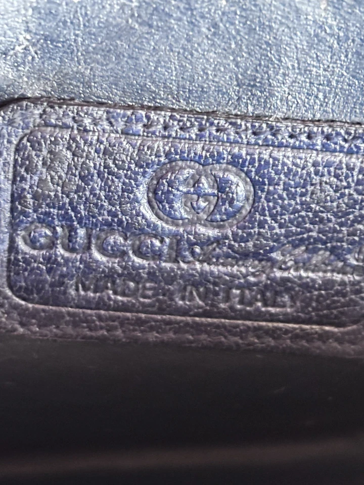 Borsetta Gucci Vintage Leather Handbag Blue Navy. - Immagine 4 di 4