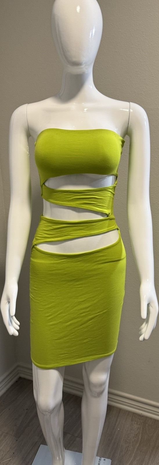 Lime Green Strapless Cut Out Bodycon Mini Dress Women's Solid Party | eBay Lime Green Strapless Cut Out Bodycon Mini Dress Women's Solid Party | eBay