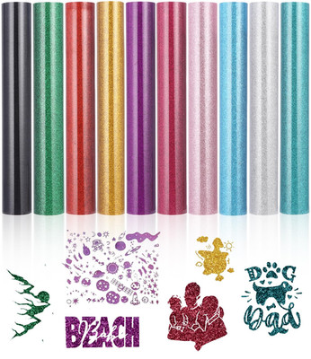 10 Stück Heat Transfer Vinyl PU Transferfolie Plotter Glitzer 10 Farben | Flexfo