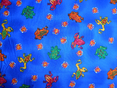 Vintage 1997 Cotton Fabric by Hoffman International COLORFUL FROGS 102 ''x 42''