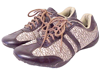 POLLINI WOMEN'S BROWN LOW TOP SNEAKERS SIZE 38 POLLINI LACE UP SHOES