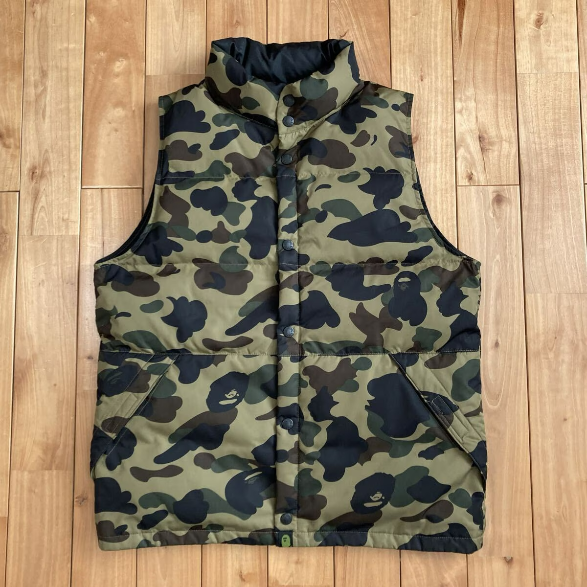 BAPE Puffer Down Vest 1st camo green a bathing ape NIGO Size M | eBay