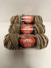 Red Heart Super Saver Yarn Multicolor Shaded Browns lot of 3