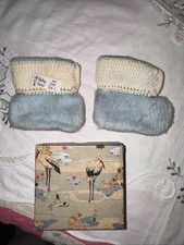 VINTAGE BABY BOY Baby Deer Size 1 BOOTIES IN BOX 1950 s