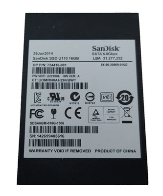SanDisk 16GB SSD SATA SDSA6GM-016G-1006 S/N: 142699403616 #NFP3118
