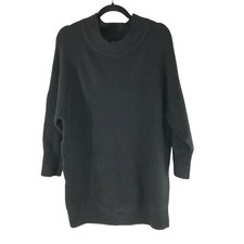 Topshop Sweater Dress Crew Neck Chunky Knit Oversized Wool Blend Black S 4-6