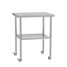 Stainless Steel Table 24 x 30 Inches Metal Work Table  Adjustable Undershelves W