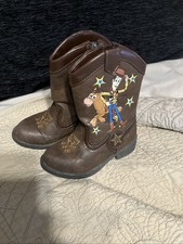 DisneyPixar Toy Story Boys Western Cowboy Boots Size 6 Faux Leather, Zip Closure